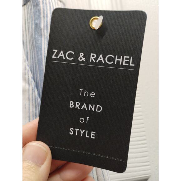 Zac & Rachel Women's Size 14 Blue & White Striped Stretch Comfort Pull-On Skort - Picture 6 of 7